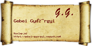 Gebei Györgyi névjegykártya